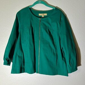 Motto Blue-Green Zip Up 3/4Sleeve jacket